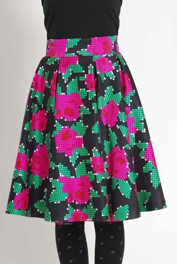 AW1112 PEG ART ROSES SWIRL SKIRT - PINK